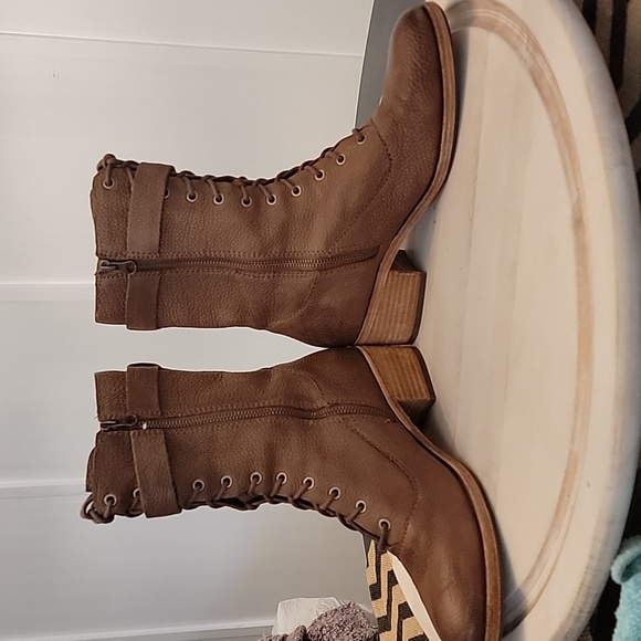 Kork-Ease Mona Lace Up Leather Combat Boots in Aztec Fig Brown 9.5 - Picture 5 of 7